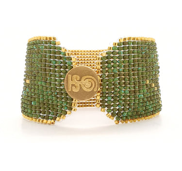 Brazalete Telar Dorado Grueso Difuminado Turquesa T